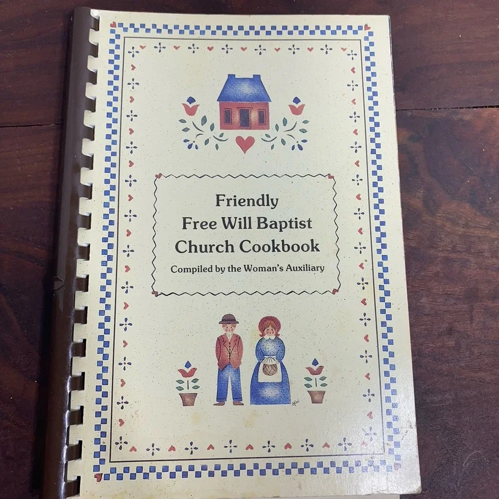 VTG Friendly Free Will Baptist Church Regional Cookbook 1982 Plastic Comb Bound
